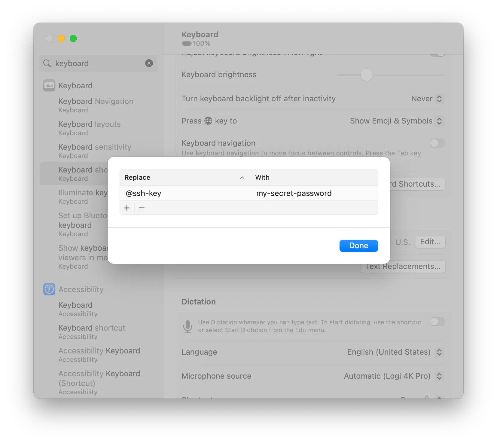 macOS Text Replacements
